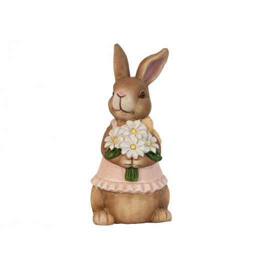 Picture of CERAMIC EASTER BUNNY WITH FLOWERS 25CM